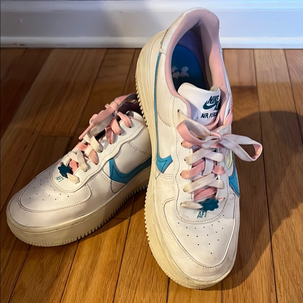 Nike Air Force 1 Sneakers - White and Blue